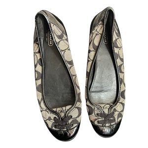 Coach Cameo Signature C Canvas/Leather Ballet Flats Size 9